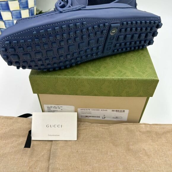 Men’s Gucci interlocking GG Leather driver loafers size 6 fits 7US made Italy - Picture 6 of 10